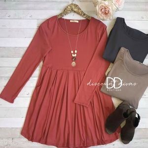 Very soft rust colored long sleeved dress